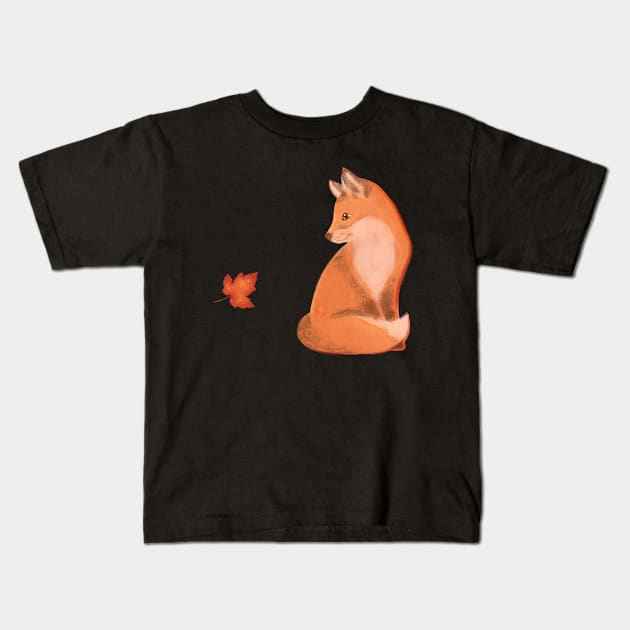 Autumn Fox Kids T-Shirt by ColorsHappiness